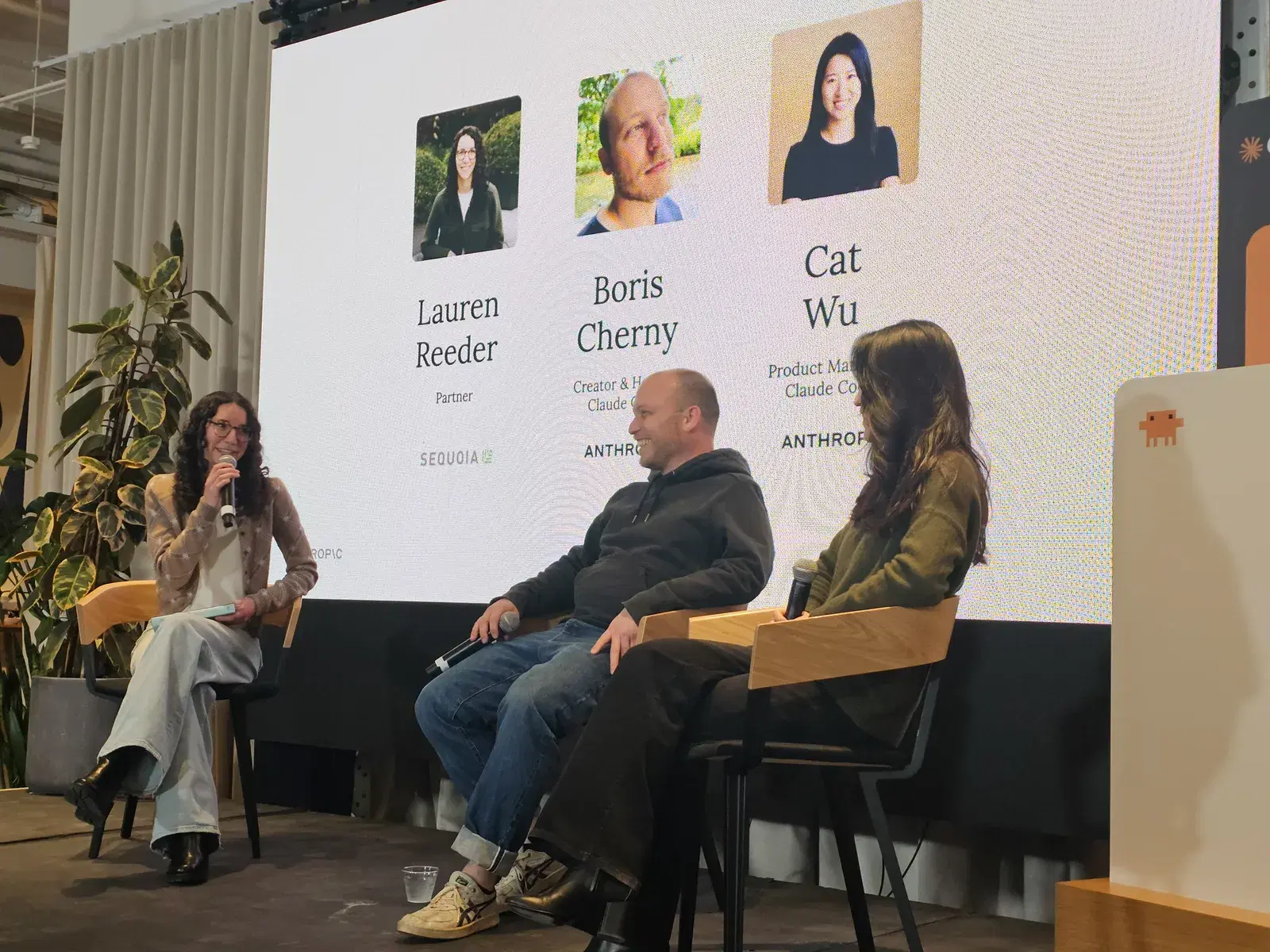 Panel discussion with Lauren Reeder (Sequoia), Boris Cherny (Anthropic, creator of Claude Code), and Cat Wu (Anthropic, Product Manager) at Claude Code's 1st birthday