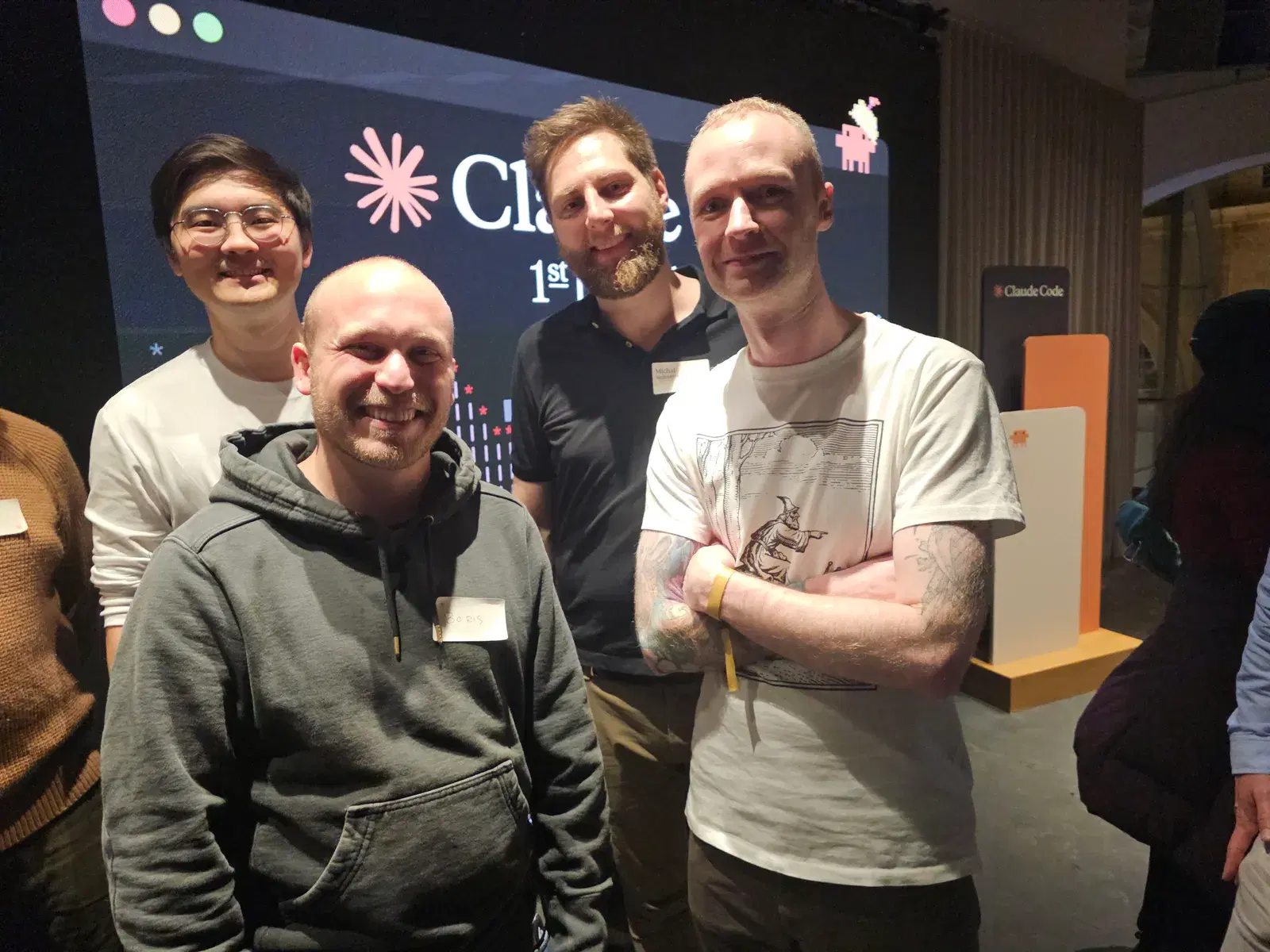 Kevin Collins with Boris Cherny, creator of Claude Code, at the 1st birthday party in San Francisco